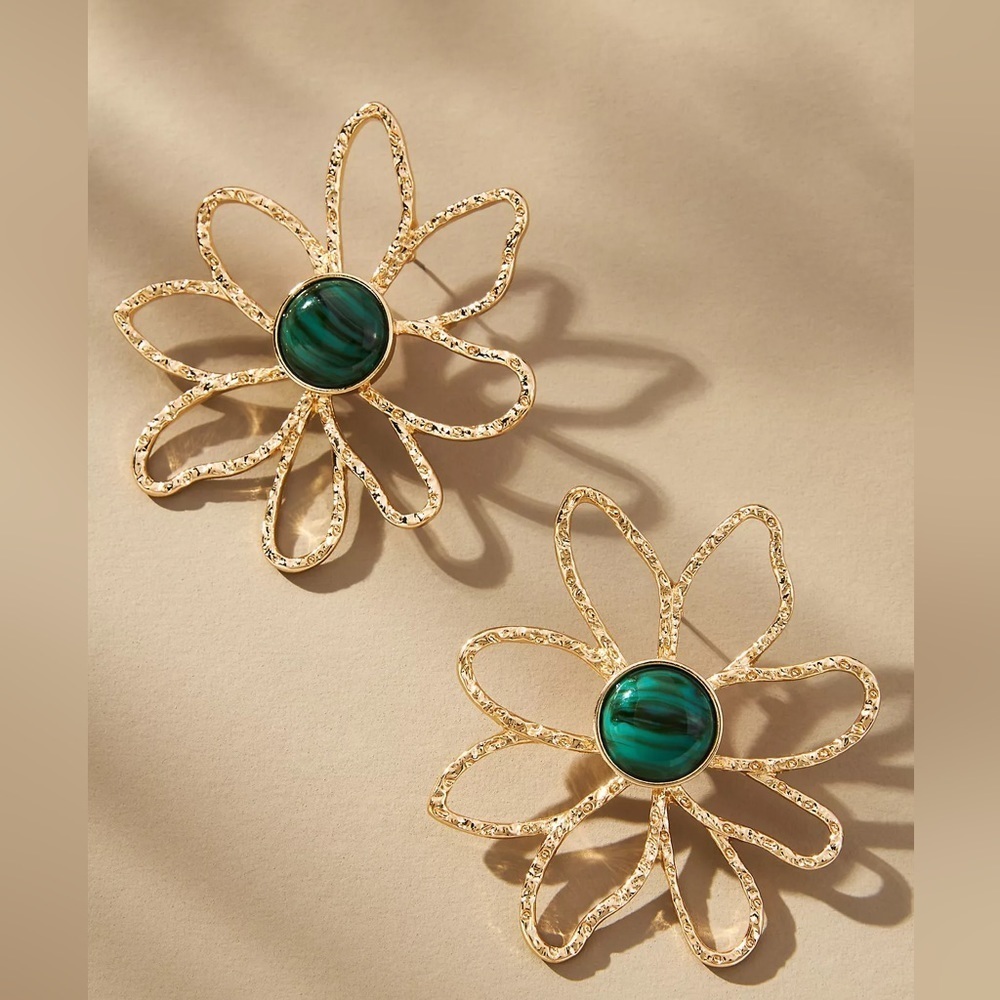 NWT Gold Wire Flower Earrings By Anthropologie